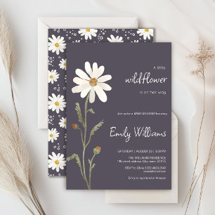 Daisy watercolor minimalistic baby shower invitation
