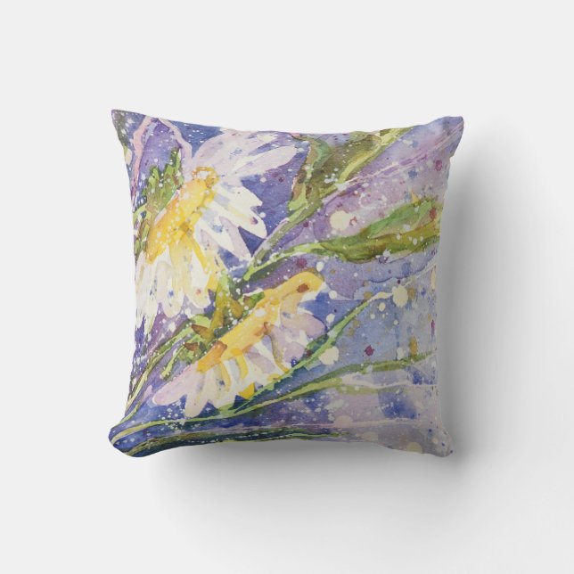 Daisy watercolor throw pillow (Front)