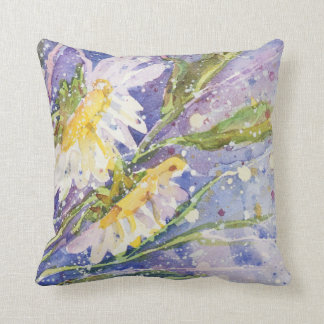 Daisy watercolor throw pillow