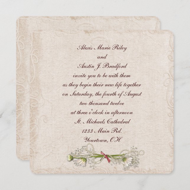 Daisy Wedding Elegance Invitation (Front/Back)