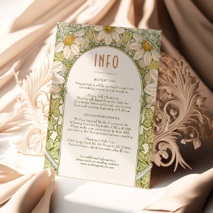 Daisy Wedding Insert INFO Vintage Art Nouveau Invitation