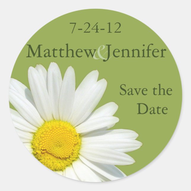Daisy Wedding Save the Date Announcement Sticker (Front)
