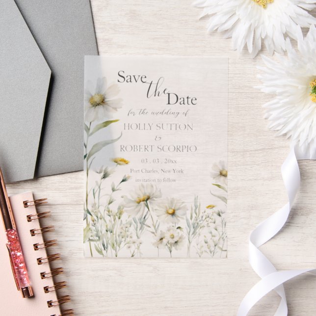 Daisy Wedding Save the Date Vellum Invitations (Wedding)
