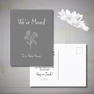Daisy We've Moved Simple Grey Moving Announcement Postcard