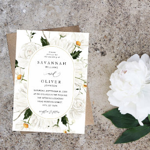 Daisy White Floral Wedding V3 Invitation