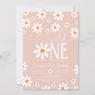 Daisy Wild One 1st Birthday Party Invitation