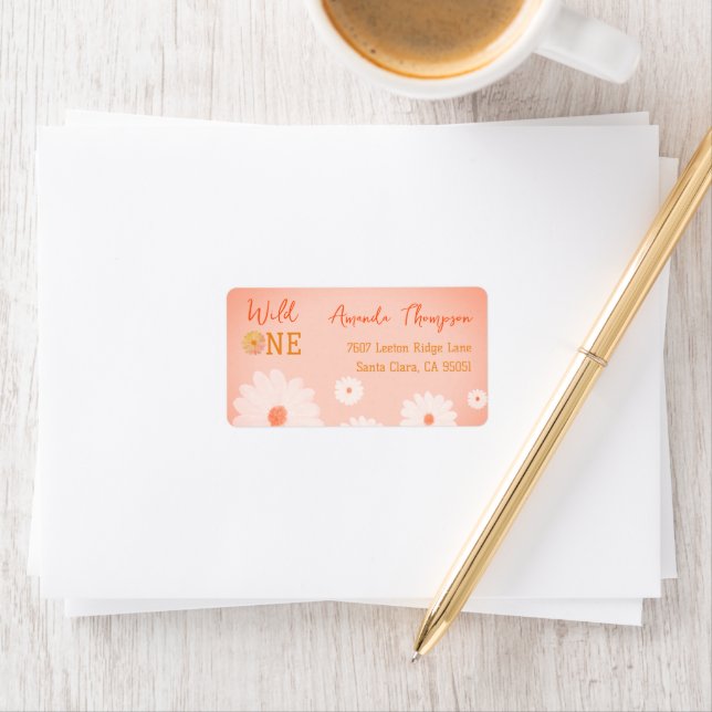 Daisy Wild One First 1st Birthday Girl Floral Label (Insitu)