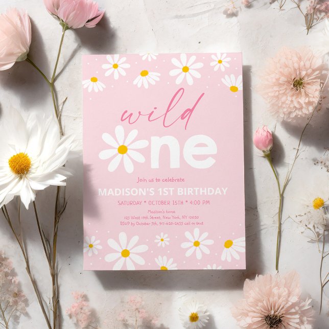 Daisy Wild One First Birthday Invitation (Creator Uploaded)