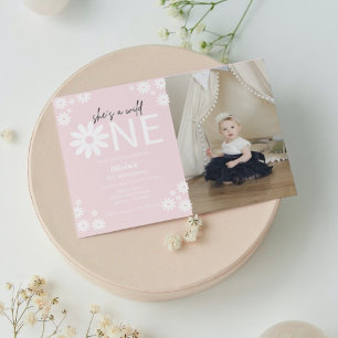 Daisy wild one party bohemian first birthday  invi invitation