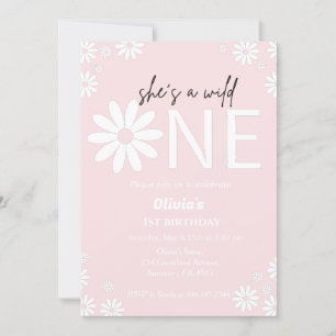 Daisy wild one party bohemian first birthday invi invitation