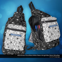 Daisy Wildflower Black White Pattern & Blue Name