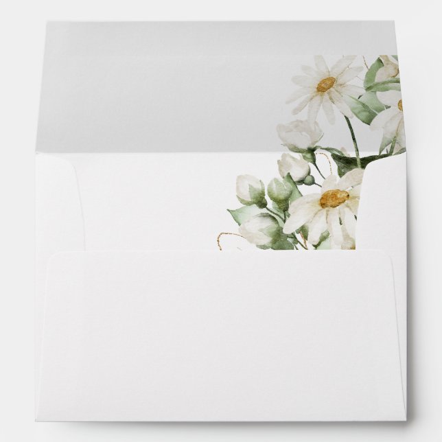 Daisy Wildflower Boho Wedding Invitation Envelope (Back (Bottom))