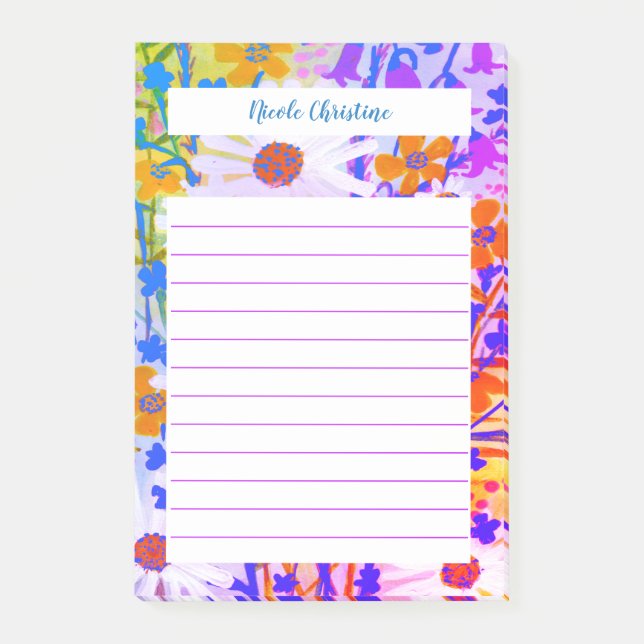 Daisy Wildflower Bouquet CUSTOM Watercolor Notepad (Front)