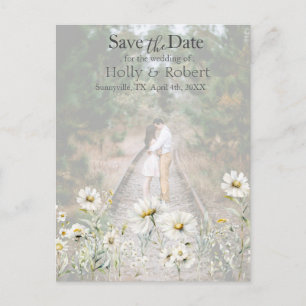 Daisy Wildflower Save the Date Photo QR Code Postcard