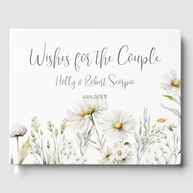 Daisy Wildflower Wedding Guest Book (Front)