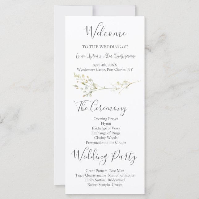 Daisy Wildflower Wedding Program (Front)