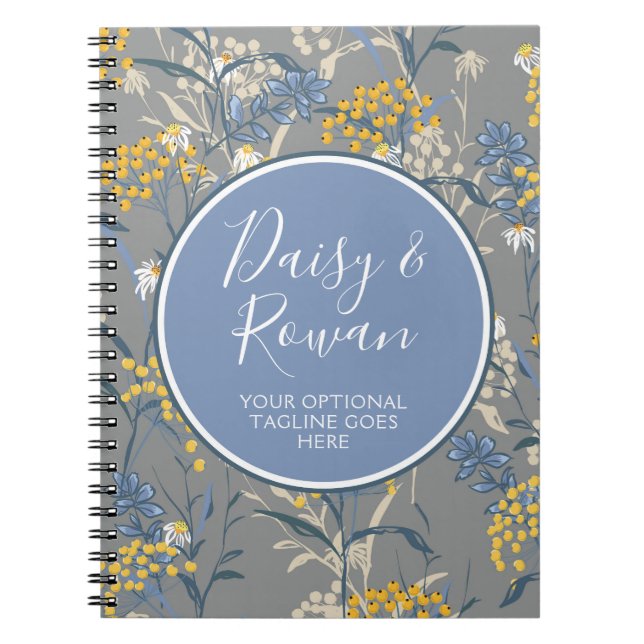 Daisy Wildflower & Yellow Rowan Berries Floral Notebook (Front)