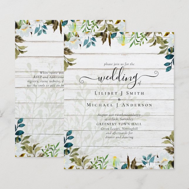 Daisy Wildflowers Greenery Wedding (Front/Back)