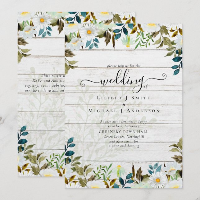 Daisy Wildflowers Greenery Wedding (Front/Back)
