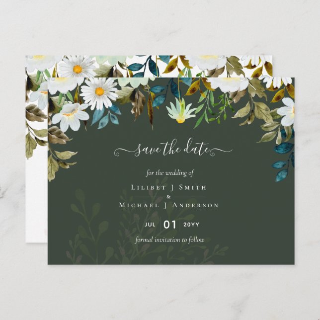 Daisy Wildflowers Greenery Wedding Postcard (Front/Back)