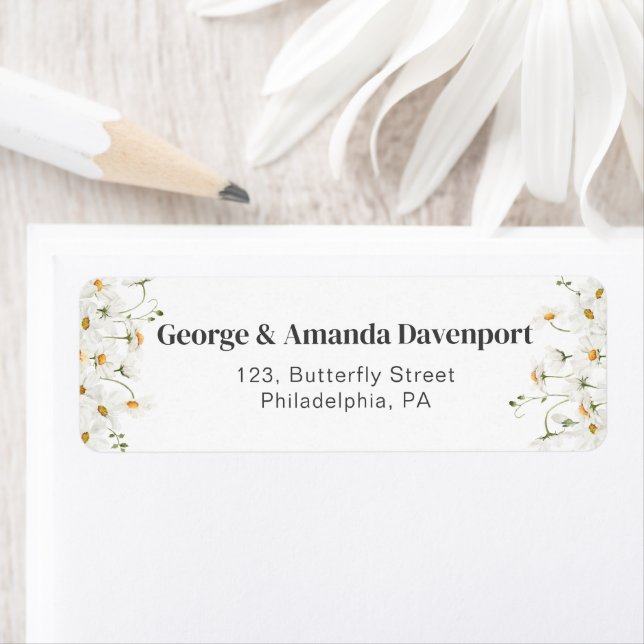 Daisy Wildflowers Return address label (Insitu)