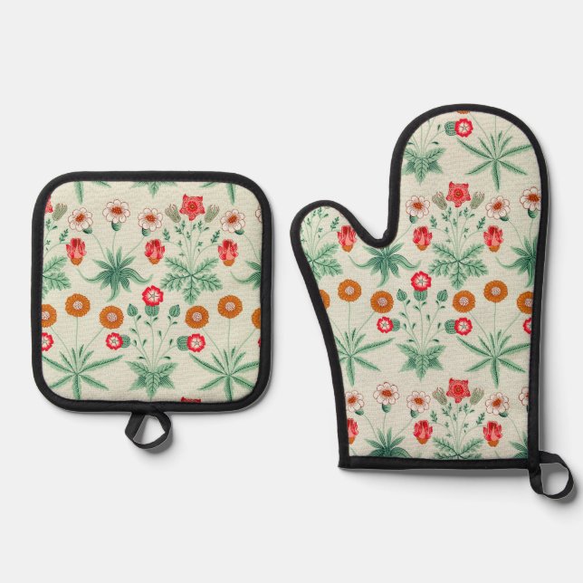 Daisy, William Morris Oven Mitt & Pot Holder Set (Front)