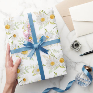Daisy Wrapping Paper, White Floral Gift Wrap