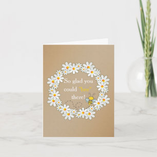 Daisy Wreath and Flying Bumble Bee Thank You Card