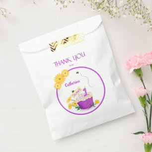 Daisy Yellow and Purple Floral 1st Birthday Favour Bags