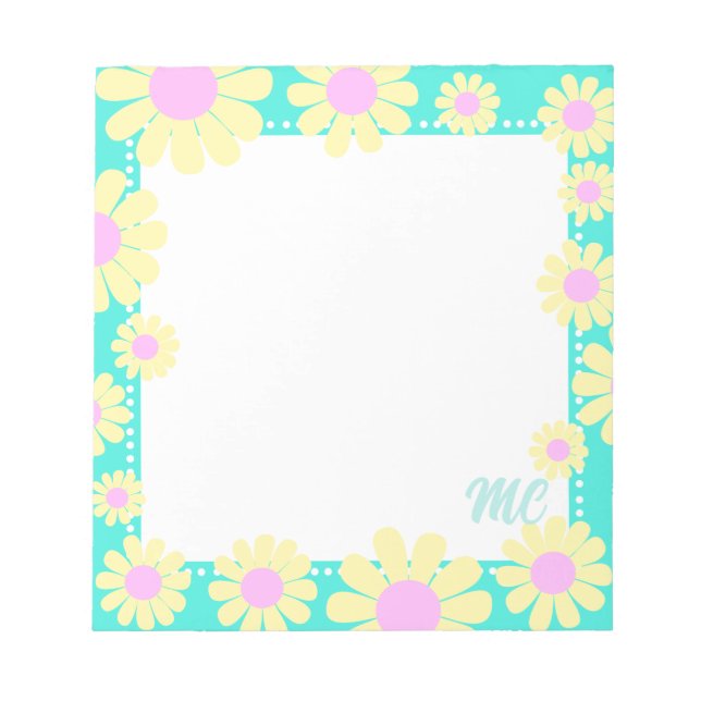 Daisy Yellow Aqua Notepad (Front)