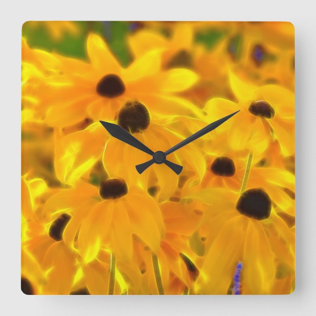Daisy Yellow Flowers Floral Art Clock (Front)