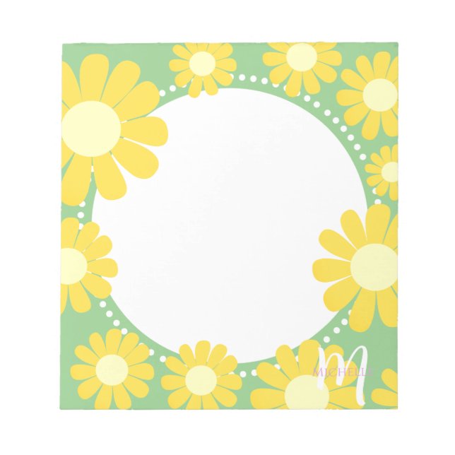 Daisy Yellow Green Notepad (Front)