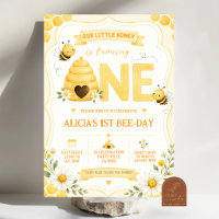 Daisy Yellow Honey First Bee-day  Invitation