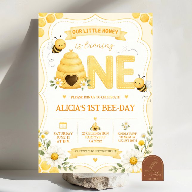 Daisy Yellow Honey First Bee-day  Invitation (Creator Uploaded)