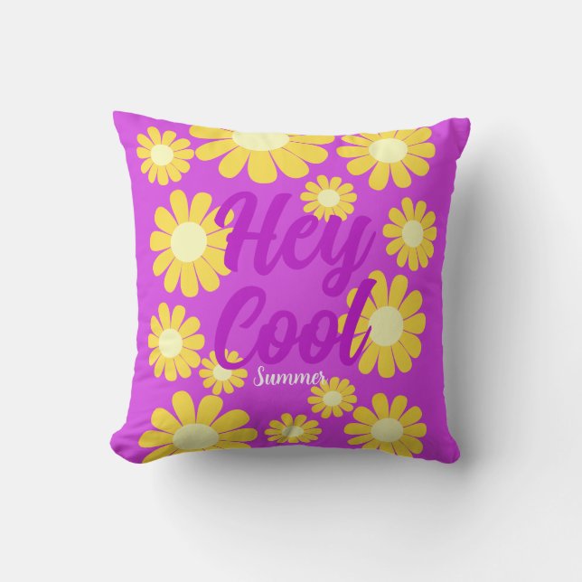 Daisy Yellow Magenta Cushion (Front)