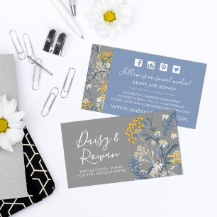 Daisy & Yellow Rowan Berries Floral Social Media Business Card