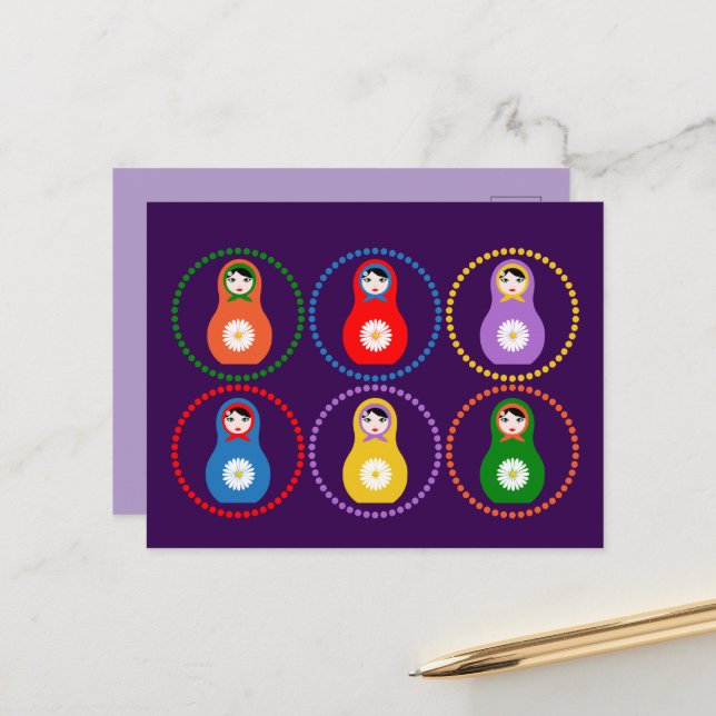 Daisyflower Matryoshka Postcard (Front/Back In Situ)