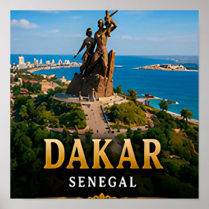 Dakar Atlantic Coast and African Renaissance Monum Poster