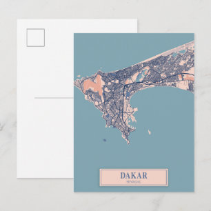 Dakar Senegal Africa Breezy City Map Travel Postcard