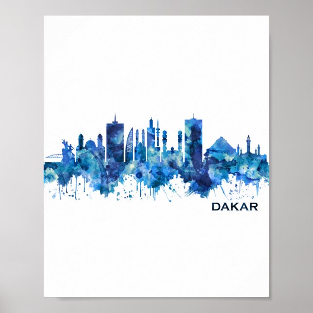 Dakar Senegal Skyline Blue Poster (Front)