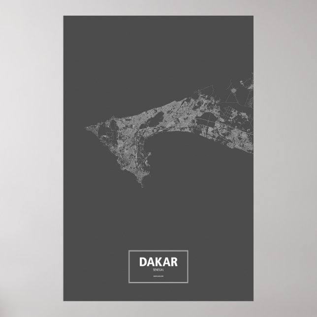 Dakar, Senegal (white on black) Poster (Front)