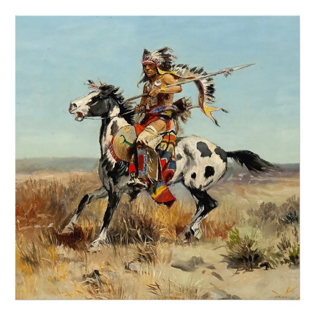 “Dakota Chief” Western Art by Charles M Russell Photo Print (Front)