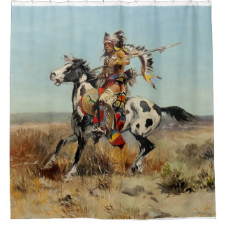 “Dakota Chief” Western Art by Charles M Russell Shower Curtain