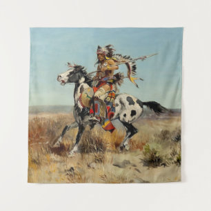 “Dakota Chief” Western Art by Charles M Russell Tapestry