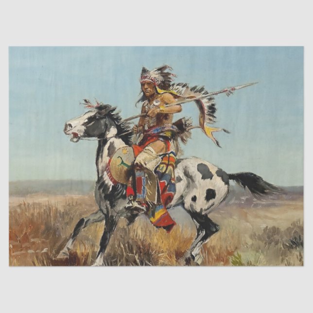 “Dakota Chief” Western Art by Charles M Russell Tissue Paper (Front)