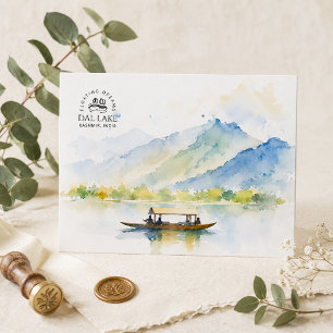 Dal Lake Kashmir   Minimal Airy Watercolor Travel Holiday Postcard