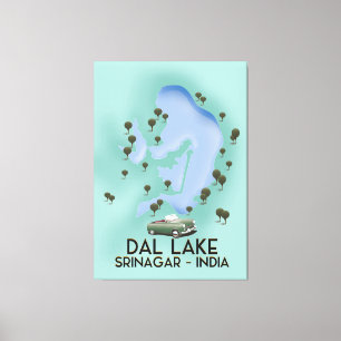 Dal Lake,Srinagar,India travel poster Map Canvas Print
