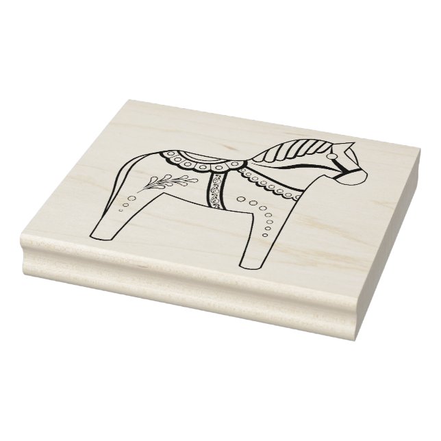 Dala folk horse, black folk horse outline rubber stamp (Stamp)