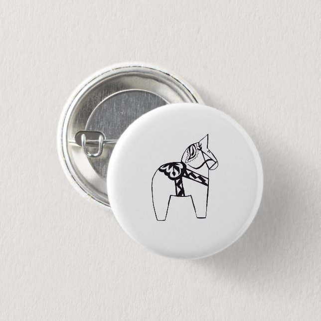 Dala Horse 3 Cm Round Badge (Front & Back)