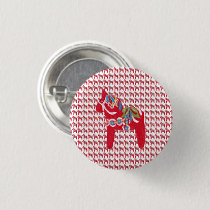 Dala Horse 3 Cm Round Badge